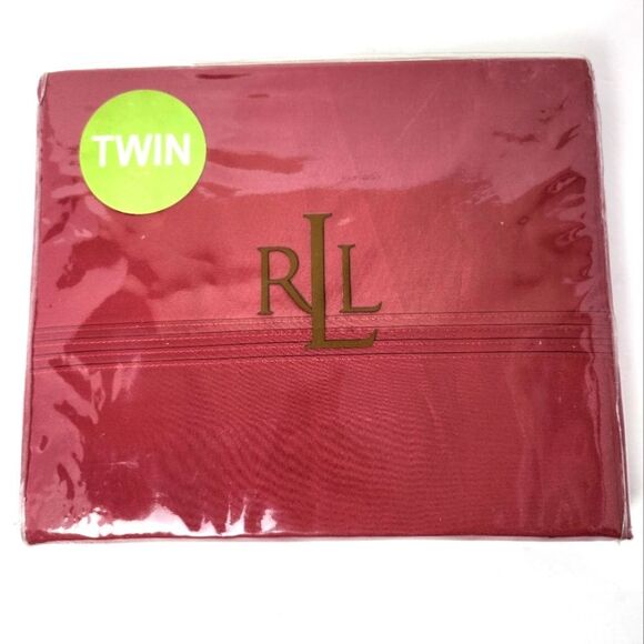 Lauren Ralph LaurenTwin Flat Sheet 400 TC 100% Supima Cotton Addison StamfordRed - Picture 1 of 4
